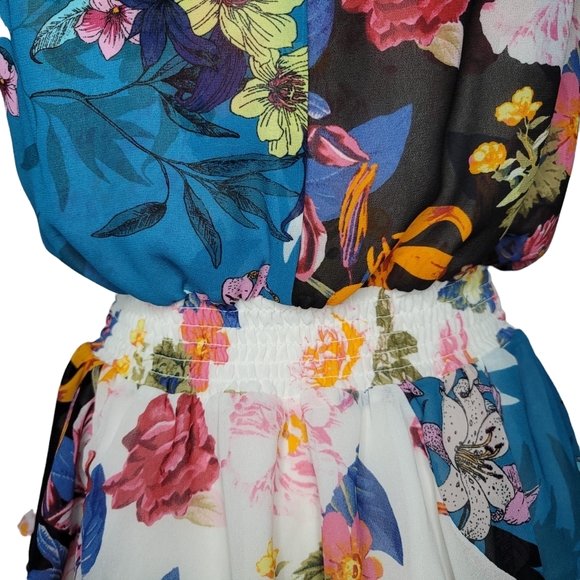 GUESS georgiana floral choker wrap peplum blouse - Picture 6 of 6